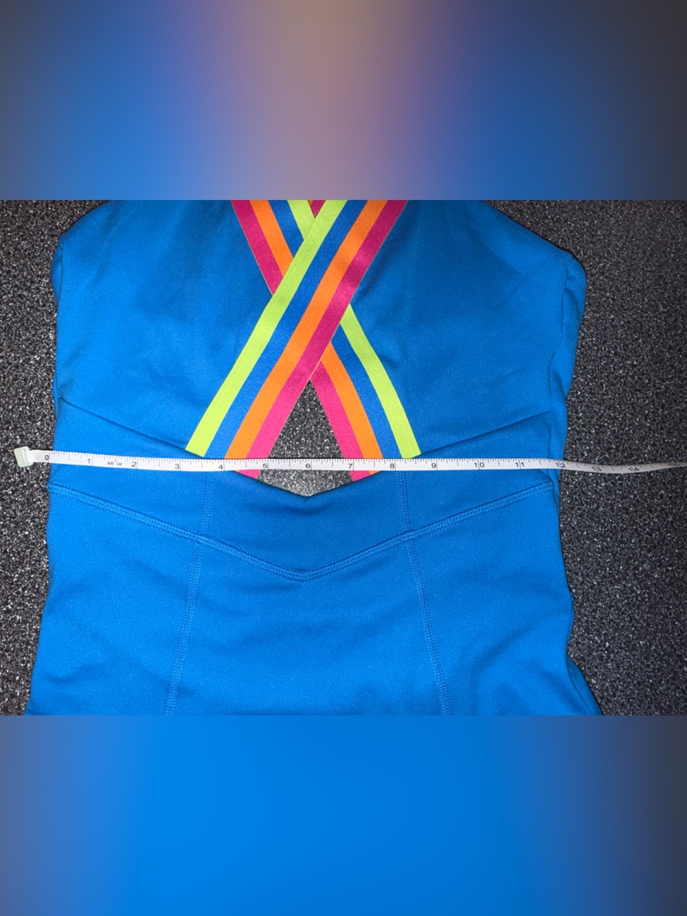 Jo & Jax NWT!! Blue Girls' Dance Biketard with Rainbow Straps Size Adult Small - Picture 2 of 12